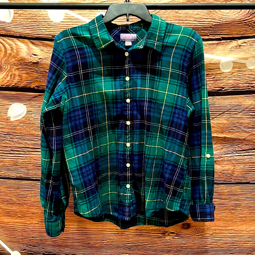 Laura Scott Green And Dark Blue Flannel